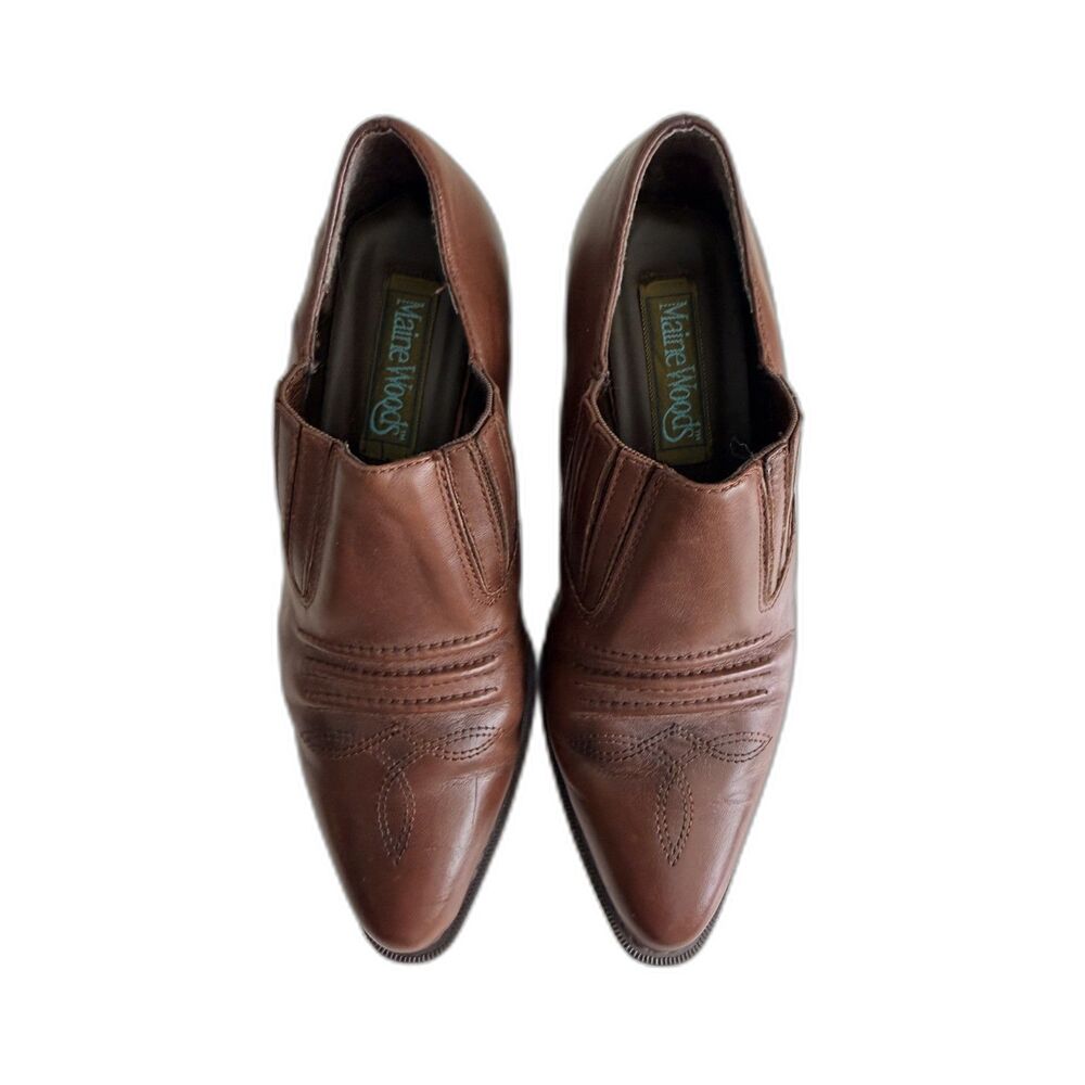 Maine Woods Brown Leather Western Shooties Pointed Toe Womens 6.5 M W181